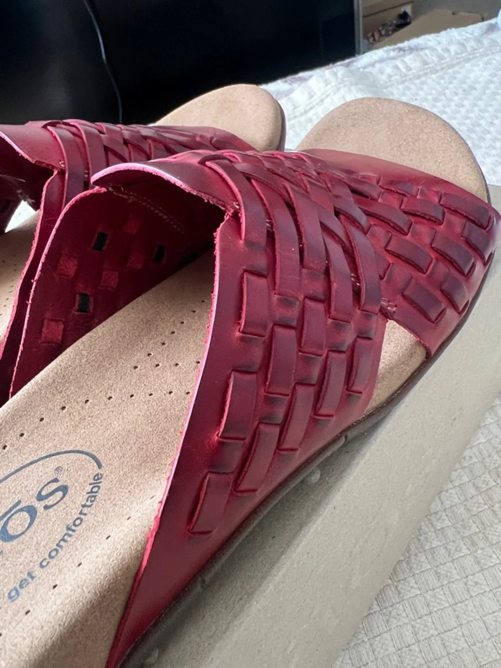 Taos Footwear Red Braided Slide Sandals - Picture 5 of 10
